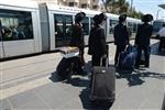 Yeshiva students by way of public transportation in Jerusalem