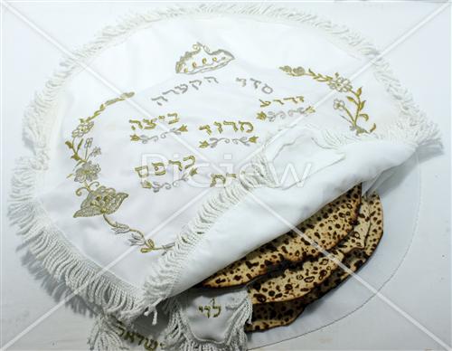 Hand matza in a silk covering