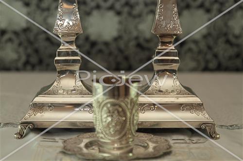 Candlestick and kiddush cup