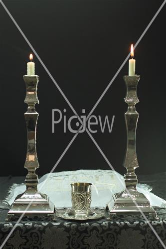 Candlestick and kiddush cup