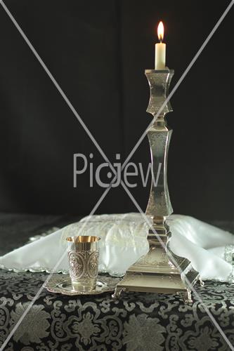 Candlestick and kiddush cup