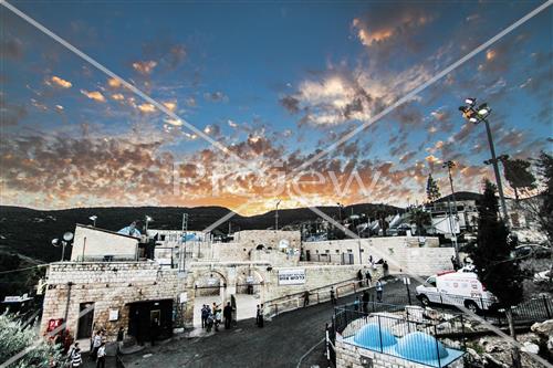 The tomb of Rabbi Shimon Bar Yochai in Meron during sunset