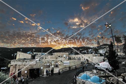 The tomb of Rabbi Shimon Bar Yochai in Meron during sunset