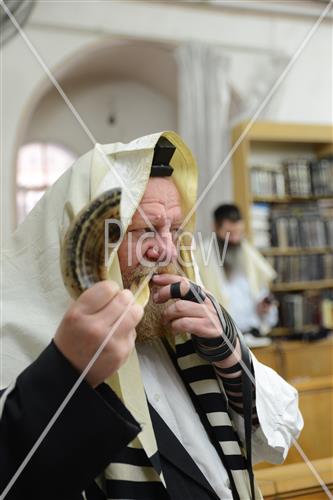 Blowing shofars