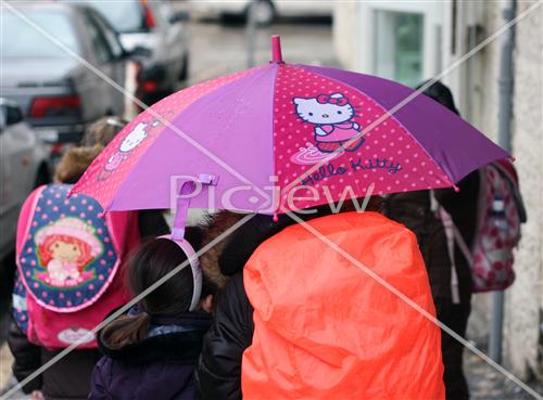 Children in the rain