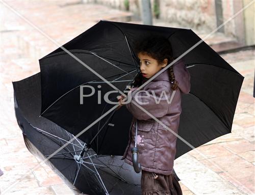 Children in the rain