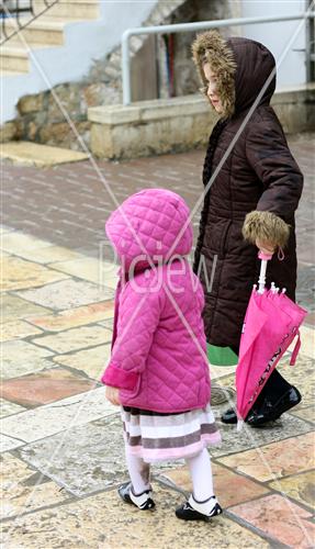 Children in the rain