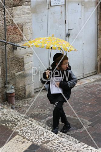 Children in the rain