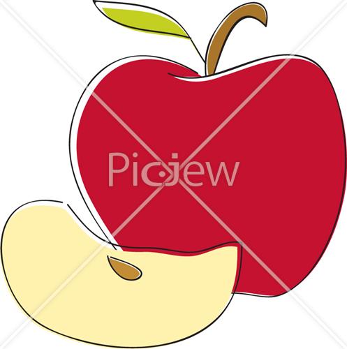 תפוח אדום שלם ופלח תפוח
