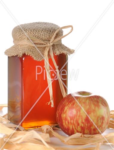   honey jar with apple