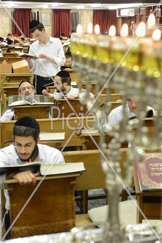 נרות חנוכה בבית המדרש