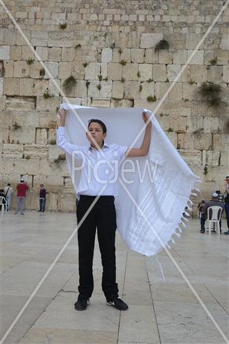 Talit and Tefilin laying at the Western Wall