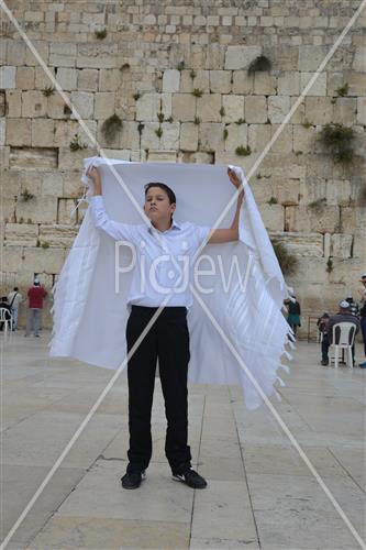 Talit and Tefilin laying at the Western Wall