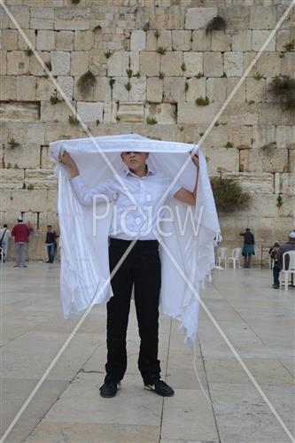 Talit and Tefilin laying at the Western Wall