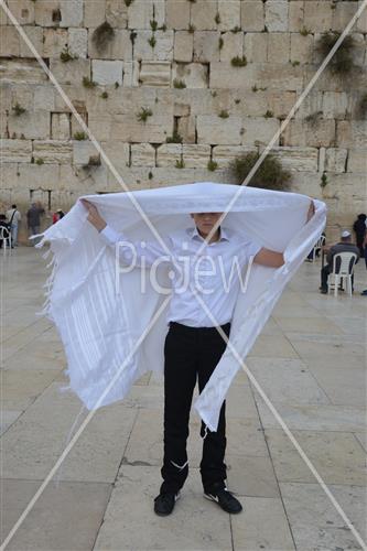 Talit and Tefilin laying at the Western Wall