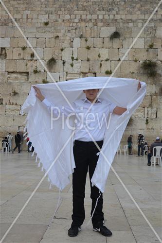 Talit and Tefilin laying at the Western Wall