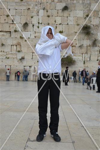 Talit and Tefilin laying at the Western Wall