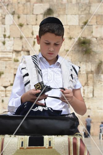 Talit and Tefilin laying at the Western Wall