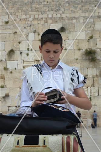 Talit and Tefilin laying at the Western Wall