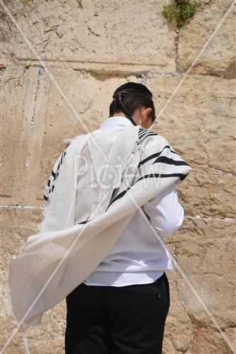 Talit and Tefilin laying at the Western Wall