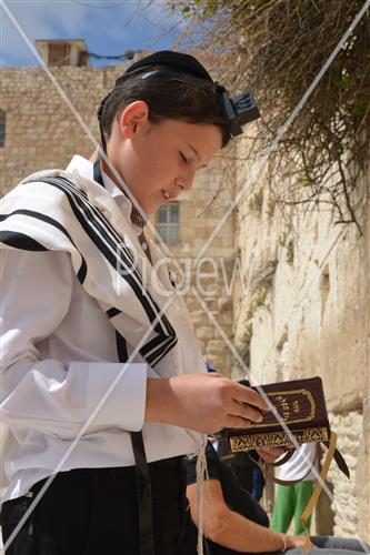 Talit and Tefilin laying at the Western Wall