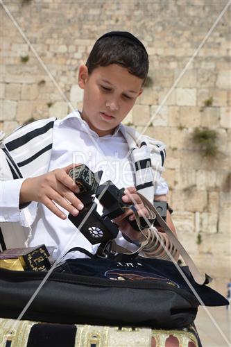 Talit and Tefilin laying at the Western Wall