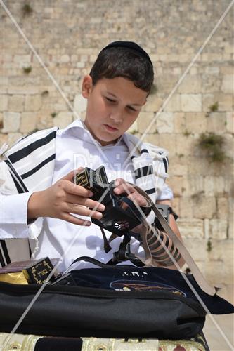 Talit and Tefilin laying at the Western Wall