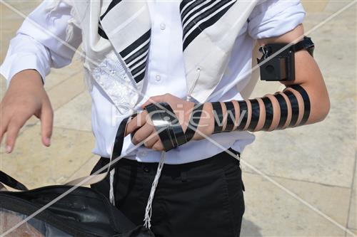 Talit and Tefilin laying at the Western Wall