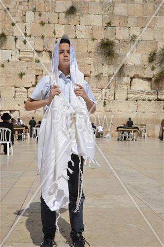 Talit and Tefilin laying at the Western Wall