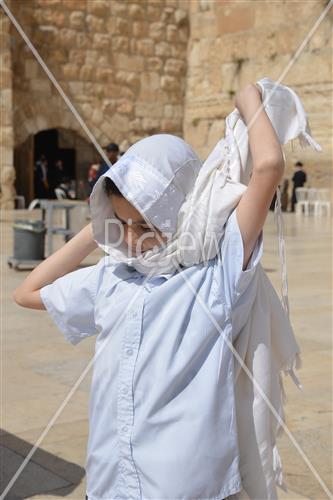 Talit and Tefilin laying at the Western Wall