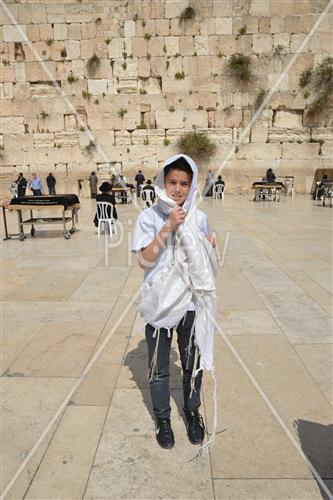 Talit and Tefilin laying at the Western Wall