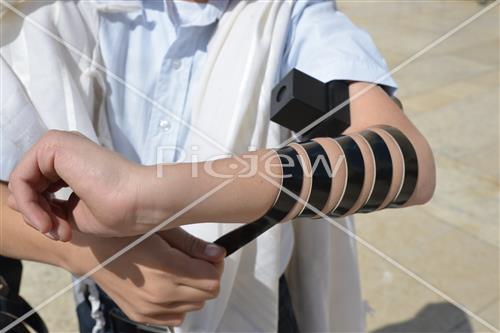 Talit and Tefilin laying at the Western Wall