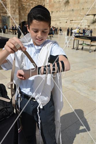 Talit and Tefilin laying at the Western Wall