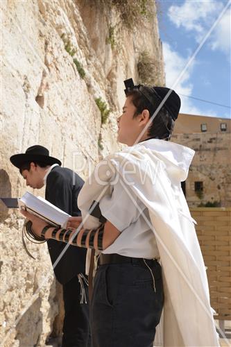 Talit and Tefilin laying at the Western Wall