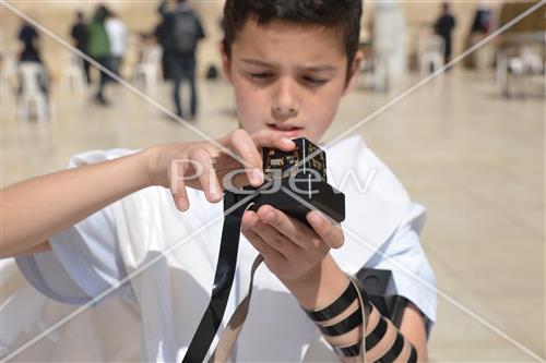 Talit and Tefilin laying at the Western Wall