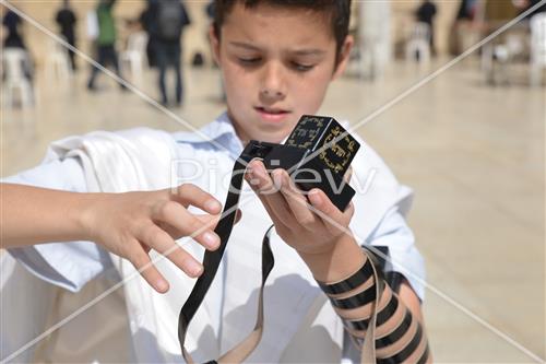 Talit and Tefilin laying at the Western Wall