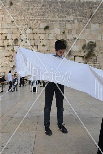 Talit and Tefilin laying at the Western Wall