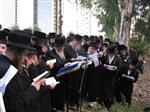 הרבי והחסידים מקיימים את מנהג תשליך לקראת יום הכיפורים