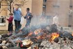 Jews burn leavened bread on Passover eve in the Upper Galilee town of Safed