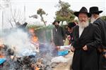 Jews burn leavened bread on Passover eve in the Upper Galilee town of Safed