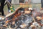 Jews burn leavened bread on Passover eve in the Upper Galilee town of Safed