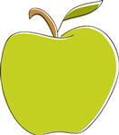 תפוח ירוק בקו קליגרפי וצביעה חלקה