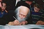 The arbiter, Rabbi Shalom Yosef Elyashiv, in Jerusalem