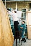 Jews build a sukkah streets of Jerusalem