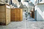 Jews build a sukkah streets of Jerusalem