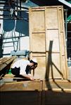 Jews build a sukkah streets of Jerusalem