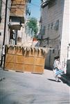 Jews build a sukkah streets of Jerusalem