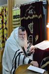 Jews praying in the synagogue with prayer shawl and phylacteries