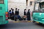 Yeshiva students by way of public transportation in Jerusalem