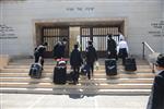 Yeshiva students by way of public transportation in Jerusalem